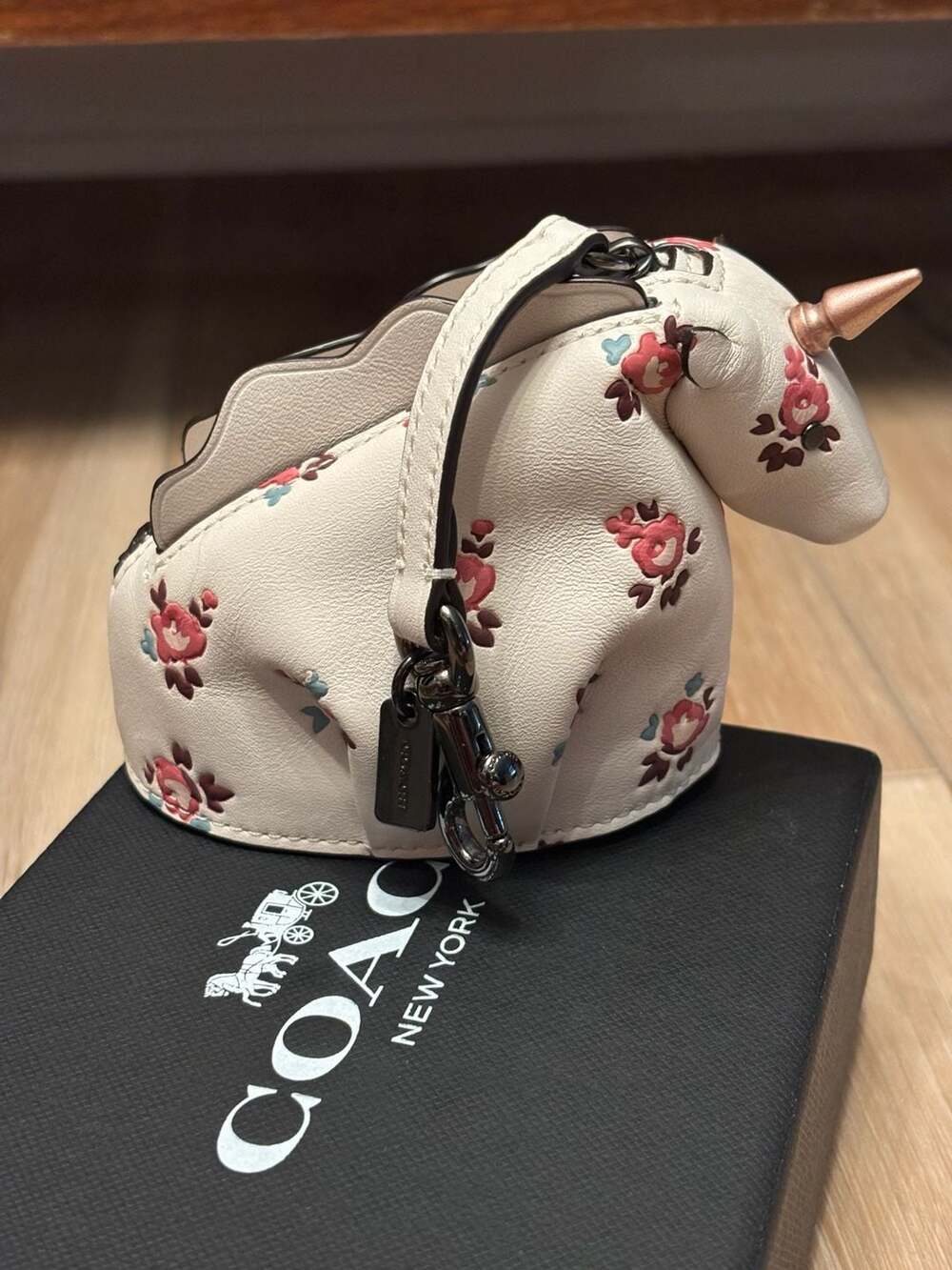 Rare Collectable Coach Unicorn Coin Case Floral Leather